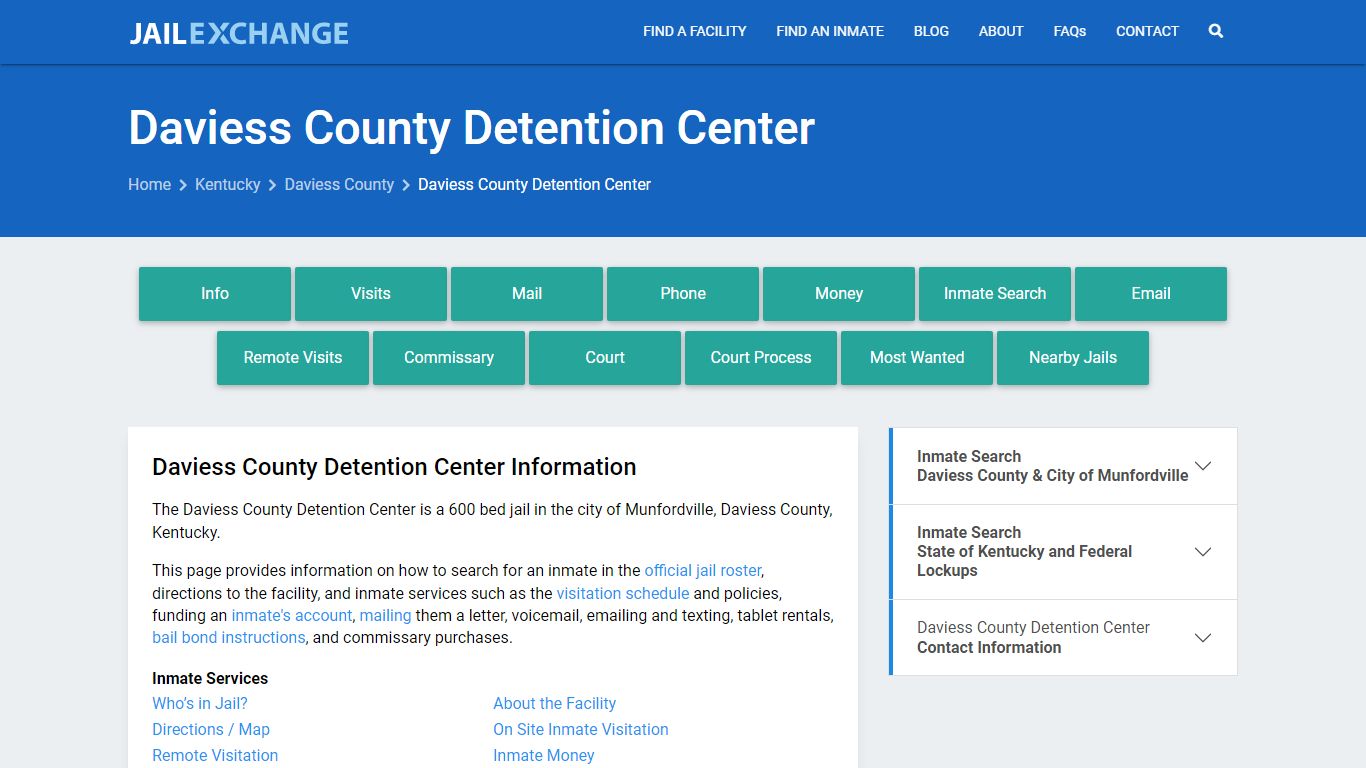 Daviess County Detention Center, KY Inmate Search, Information